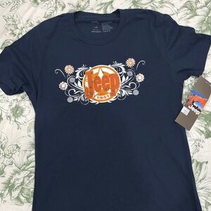 Jeep Dark Blue Tee with Floral and Orange Logo